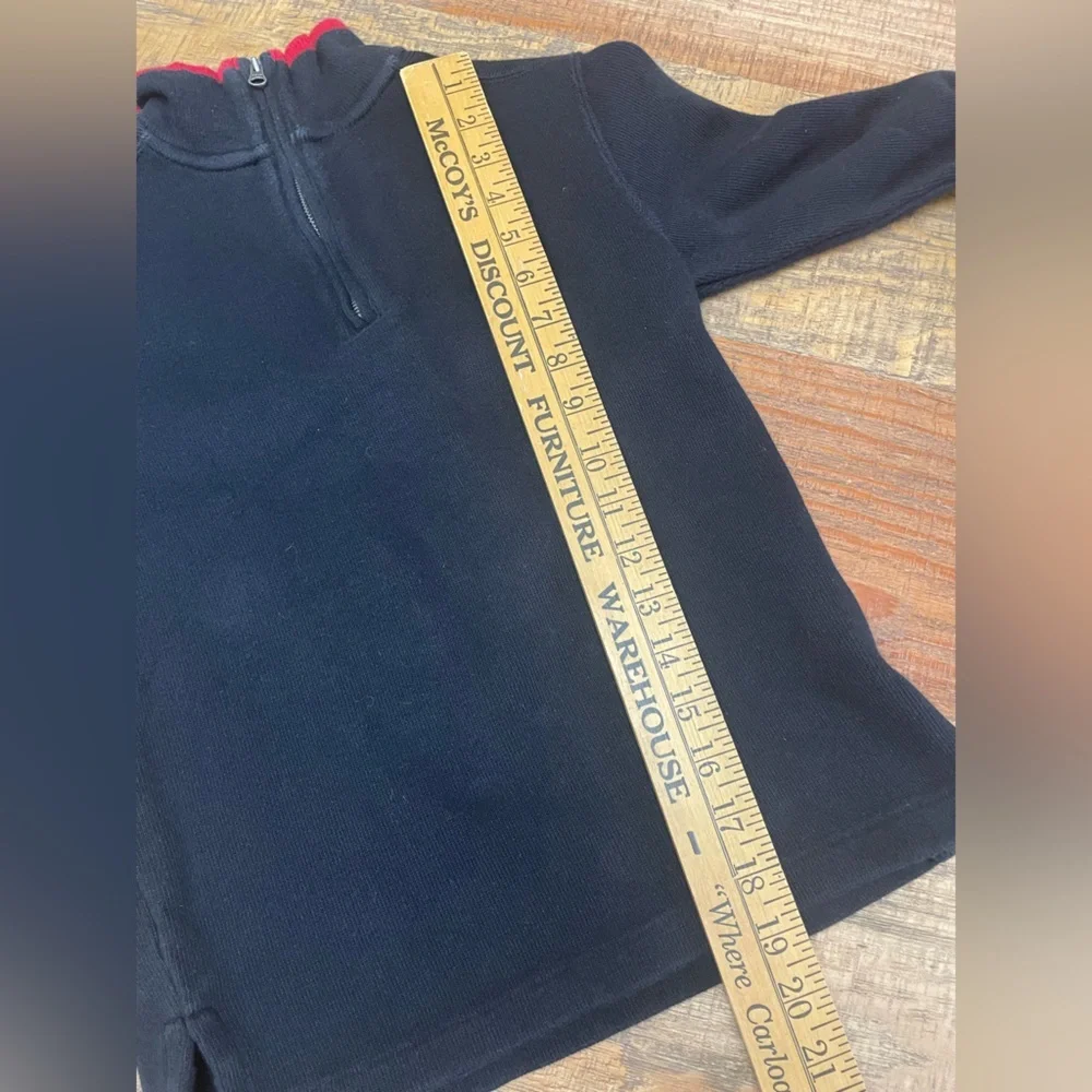 Ralph Lauren boys size 8 1/4 zip sweater black red pony